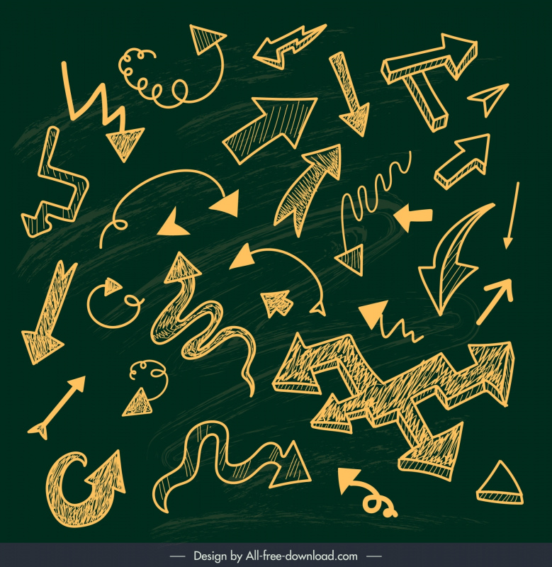  arrow design elements collection hand drawn dynamic 