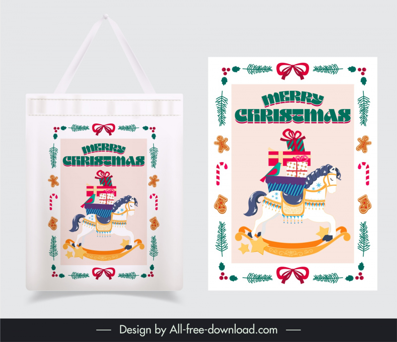 christmas tote bag  template classic symmetric toy presents frame 