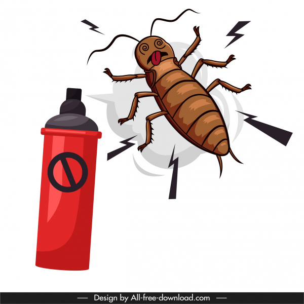 cockroach killing banner handdrawn cartoon sketch 