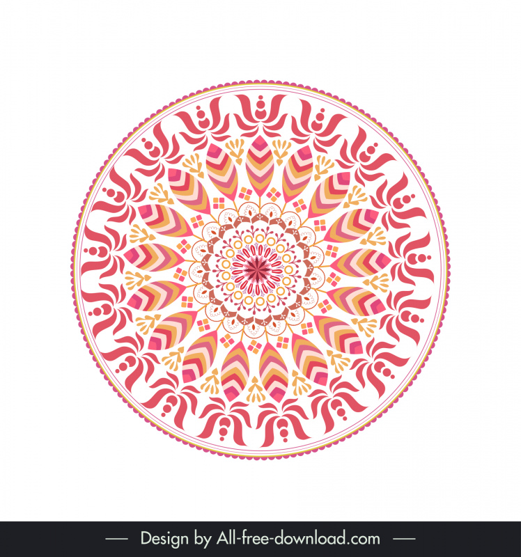 ethnic ornamental mandala sign icon symmetrical illusion circle shape 