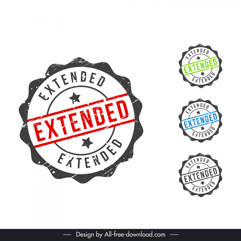 extended stamp templates collection flat retro serrated round symmetry 