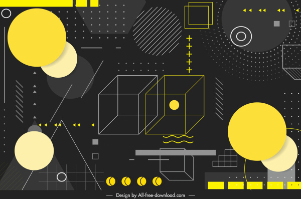 geometric background dark design flat 3d elements sketch 