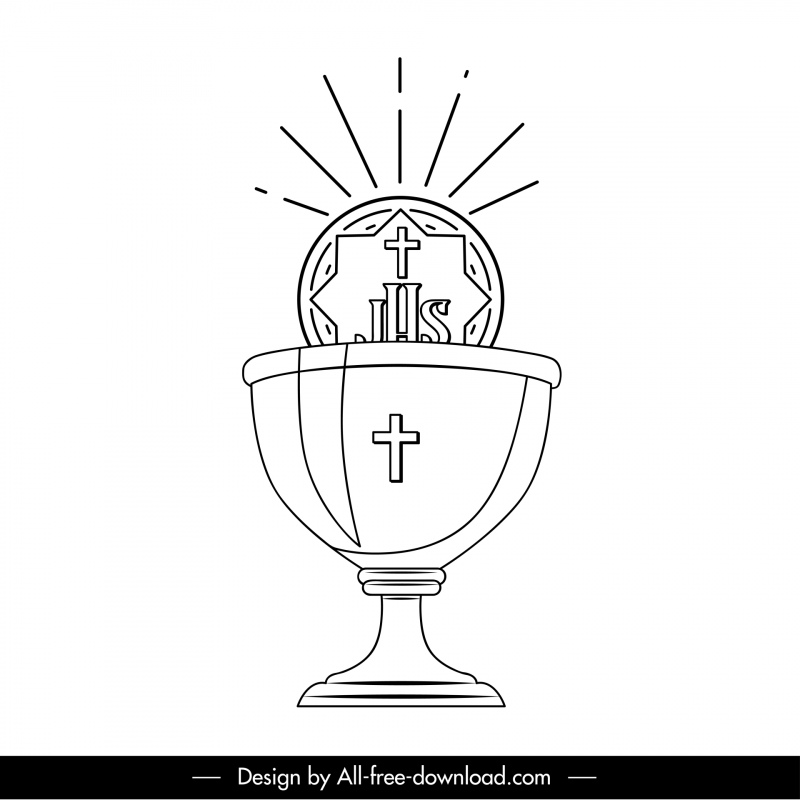 holy grail sign icon flat classical black white outline 