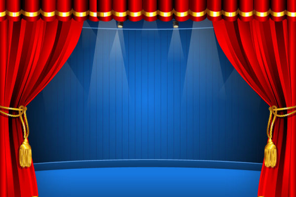 red curtain elements vector background 