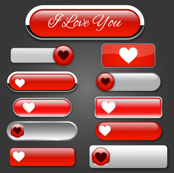 website buttons design with valentine style 