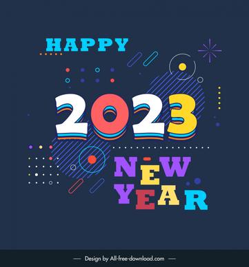2023 text happy new year template dark contrast flat decor