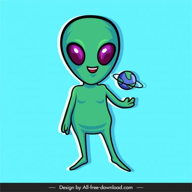 alien icon funny cartoon character sketch