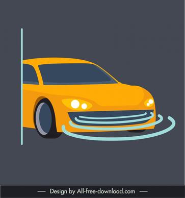 auto sensors design elements flat car line sketch contrast design 