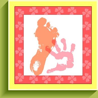 baby birth celebration background footprint fingerprint design