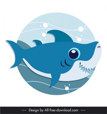  baby shark design element flat cartoon sketch circle isolation 