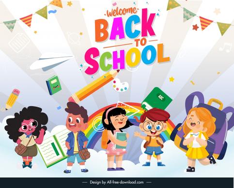 backdrop back to school dynamic cute children school elements