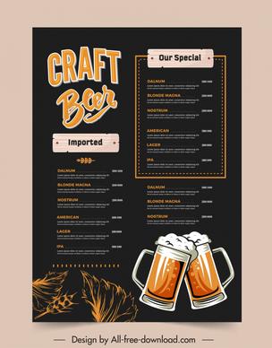 beer menu template dark elegant classic
