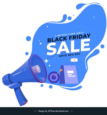 black friday sale banner template modern 3d megaphone trading elements decor