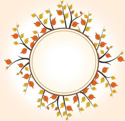 blank round frame yellow autumn leaves decoration