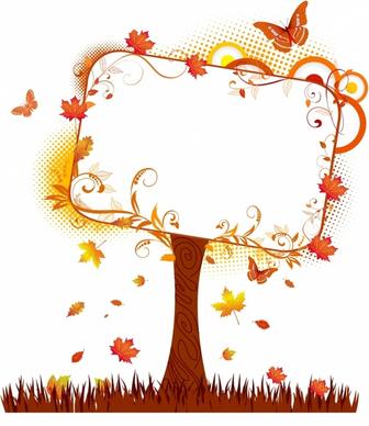 Blank tablet on autumn tree