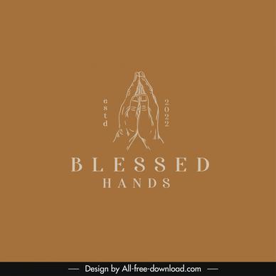 blessed hands logotype flat retro handdrawn symmetry