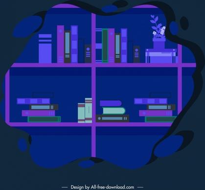 bookshelf background dark blue sketch bubble isolation