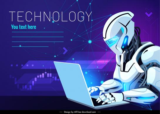 bot chat ai backdrop template working robot laptop design