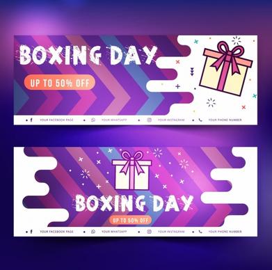 boxing day banner templates gift icons flat decor