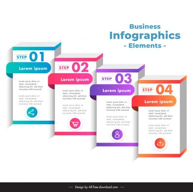 boxs infographic template modern elegant 3d columns