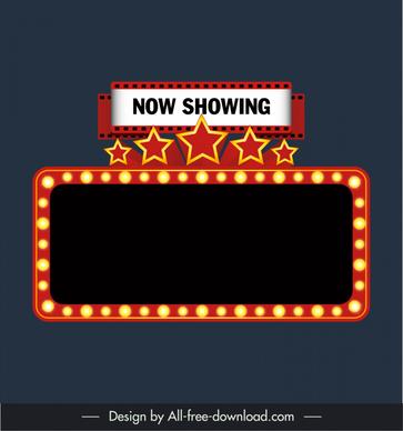 broadway show signboard border template elegant shining stars lights decor