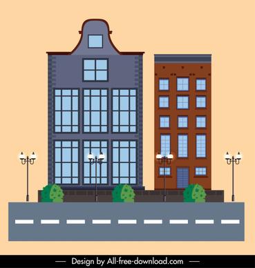building exterior architecture template modern decor flat sketch