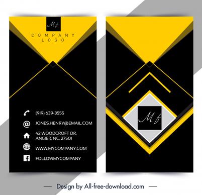 business card template modern elegant black yellow geometric