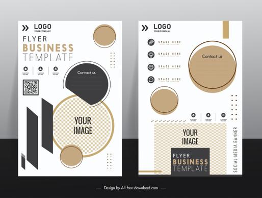 business flyer template bright elegance checkered geometric decor