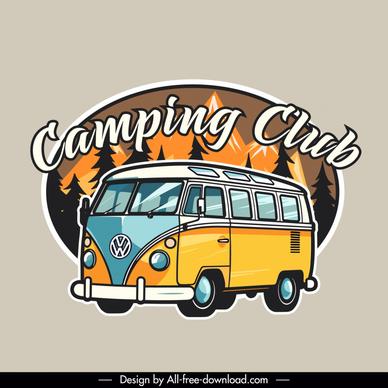 camping label template classical design 