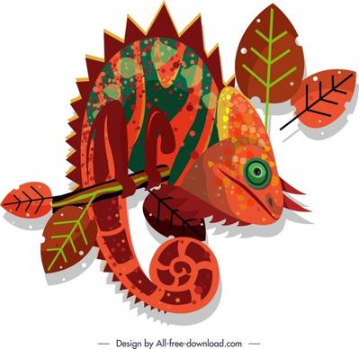 chameleon icon dark colorful retro flat sketch