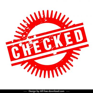 checked stamp serrated circle texts