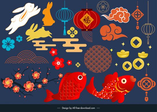  chinese new year calendar backdrop template flat classical oriental elements decor