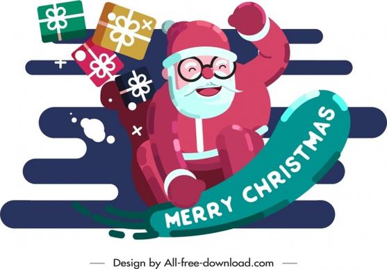 christmas background joyful santa claus gifts icons