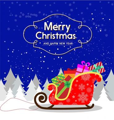christmas card design with sleigh full of presents