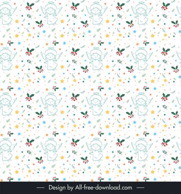 christmas pattern template repeating angels stars leaf decor