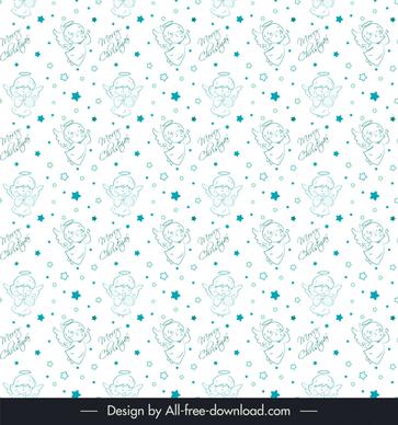christmas pattern template repeating cute angels stars texts outline 