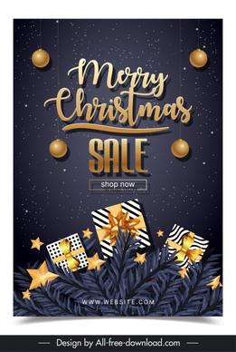 christmas poster template modern contrast present bauble balls