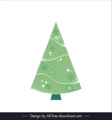 christmas tree  lineart template flat classical snowflakes stars decor curves sketch