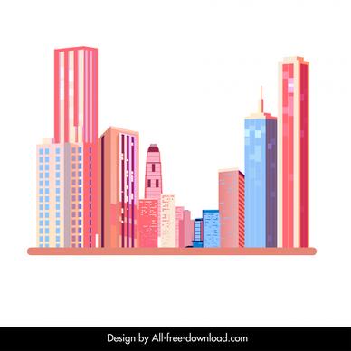  city landscape design elements modern 3d design skyscrapers sketch