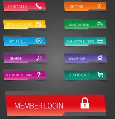classical website buttons design with horizontal tabs