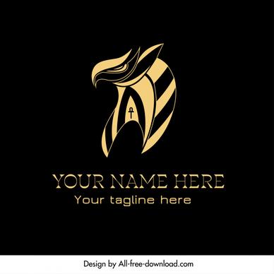 clothing logo ancient egypt pyramid gods luxury template eagle shape curves sketch dark design 