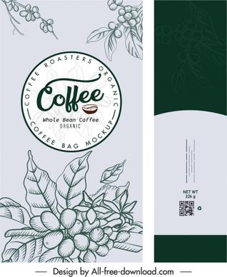 coffee packing template classical handdrawn decor