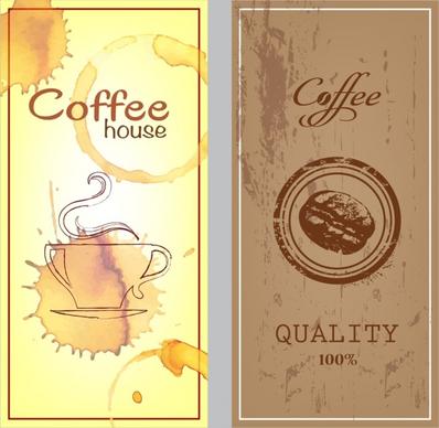 coffee promotion banner sets brown grunge manner