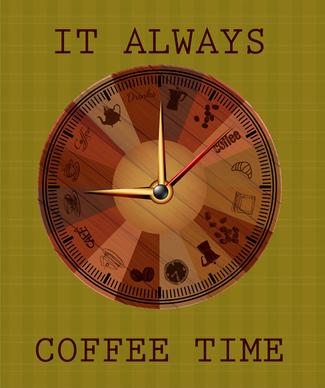 coffee time vector illustration with classical clock design