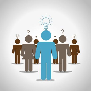 community idea concept design human bulbs icons decoration