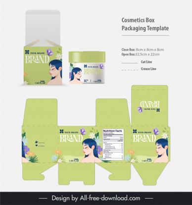 cosmetics box packaging template elegant girl flowers butterfly decor