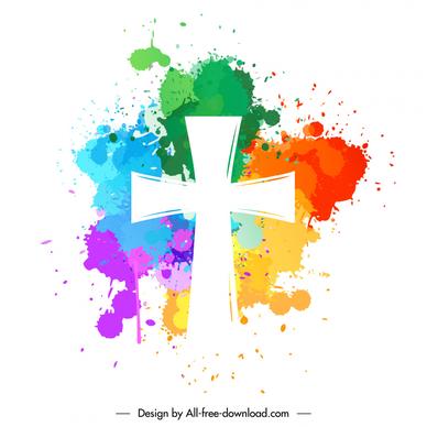   cross sign backdrop colorful grunge ink decor