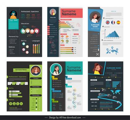 cv infographic template woman cartoon avatar charts design