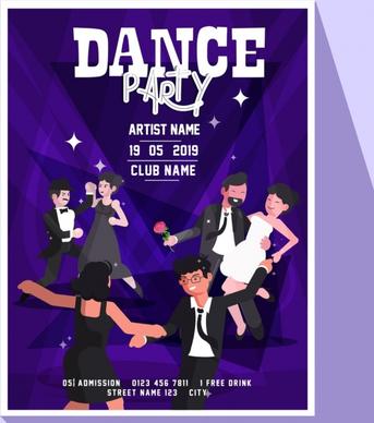 dancing party banner people icons classical design