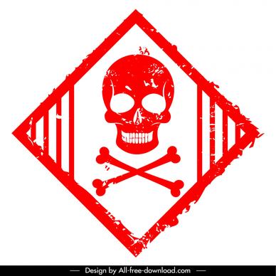 danger stamp template horror skull bones classic